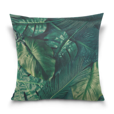 

ALAZA Throw Pillow Case Decorative Pillow Covers 16 X 16 inch Green Leaves Pattern Pillowcase