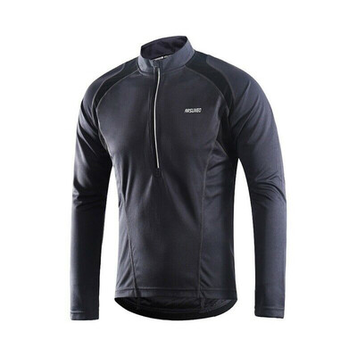 

ARSUXEO Men Long Sleeve Shirts 1pc Cycling Jersey Reflective Logo Riding Bike