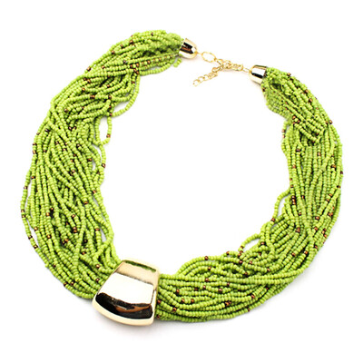 

Handmade Necklace Bead Necklace Europe&the United States White Multicolor Multi layer Bohemia Beads Choker Necklace Women