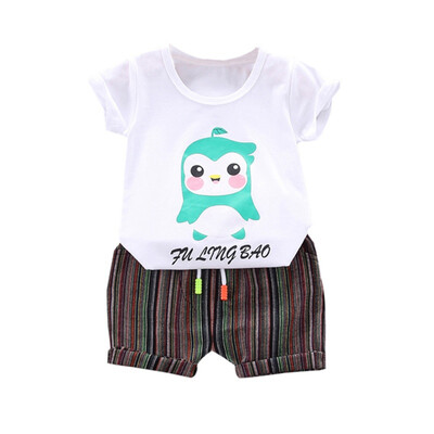 

Baby Boys Clothes Summer Children Casual Short Sleeve Cartoon Print T-shirt TopsShorts Costume Set