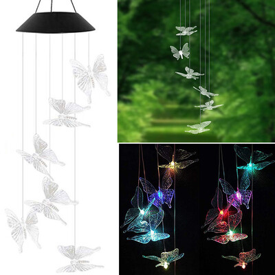 

〖Follure〗LED Solar Powered Butterfly Wind Chimes Light Home Garden Hanging Lamp Decor