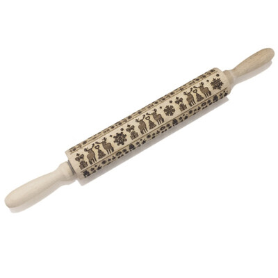 

Christmas Wooden Rolling Pins Reindeer Engraved Embossing Decorative Rolling Pin For DIY Cookies Cake Fondant