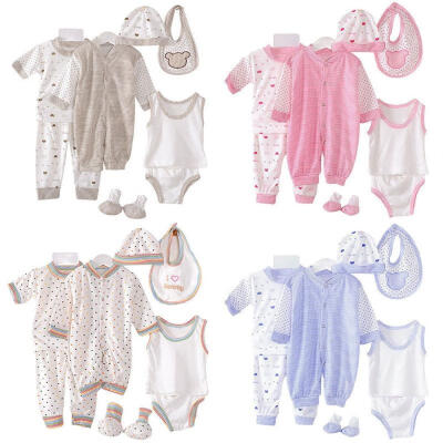 

8pcs Toddler Newborn Baby Boys Girls Cotton T-shirt TopsPants Outfits Clothes Set