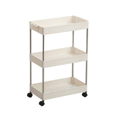 

34 Layer Refrigerator Space Stroller Kitchen Bathroom Interspace Rack Holder with Roller Shelves Movable Storage Rack