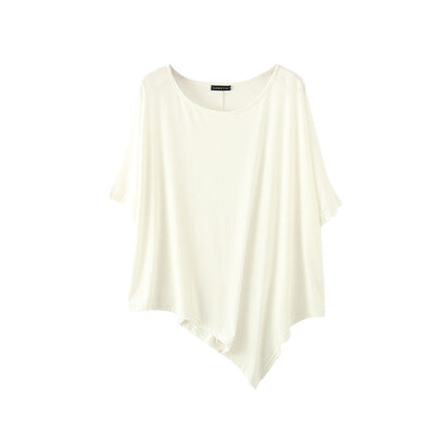 

Womens Solid O Neck Short Sleeve Irregular Modal T-Shirt Loose Summer Irregular Hem T-shirt