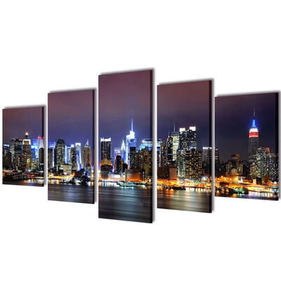 

Canvas Wall Print Set Colorful New York Skyline 39" x 20