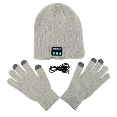 

Bluetooth Smart Screen Beanie Cap Wireless Hat Built in Headphones Touched Screen Gloves 2 PcsSets