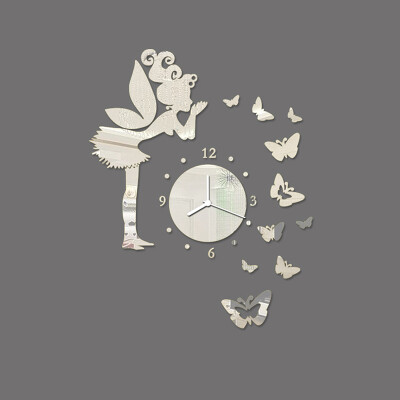 

The Best Price For Modern Butterfly Fairy Clock DIY 3D Art Mirror Wall Sticker Kids Room Home Decor