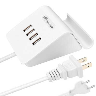 

4 Port USB Charger Station with Cell Phone Stand Function Multi-port Charger Support All 5V USB Enabled Devices