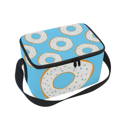 

ALAZA Lunch Box Insulated Lunch Bag Large Cooler Round Donuts With White Glaze Tote Bag