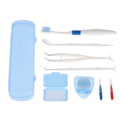 

Orthodontic Teeth Care Set Orthodontic Toothbrush Dental Wax Floss Mirror Tweezer Probe Teeth Cleaning Oral Health Care Travel Dai