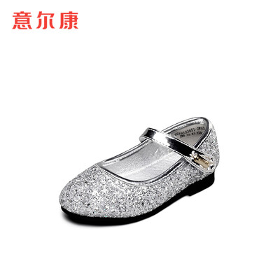 

Yierkang childrens shoes girls shoes 2019 spring new rhinestone temperament princess shoes big children dance single shoes ECZ9123651 silver 27