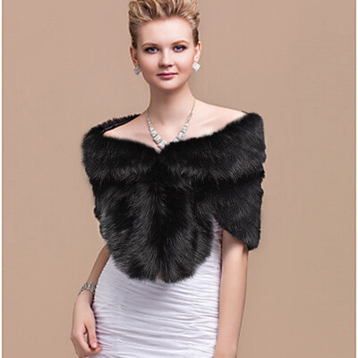

Fashion Bridal Faux Fur Lapel Shawl Formal Cheongsam Wedding Dress Soft Fox Lady Fur Cape Winter Warm Female Accessories