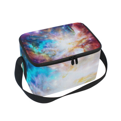 

ALAZA Insulated Lunch Box Flaming Star Nebula Lunch Bag for Men Women Portable Tote Bag Cooler Bag