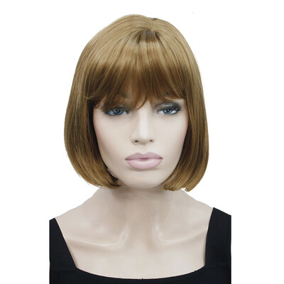 

StrongBeauty Short Black Bob Skin Top with Bangs Full Synthetic Wig COLOUR CHOICES