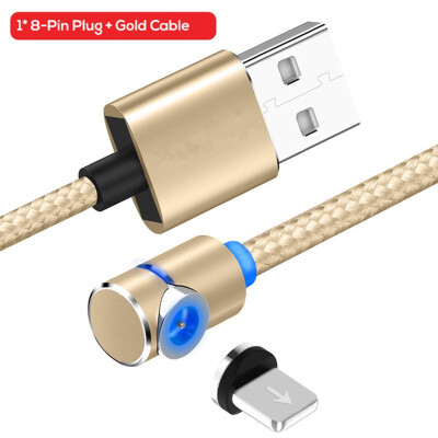 

90 Degree 3 in 1 Led Cable Magnetic Charging Cable for iPhone X 8 7 6 Plus L Nylon Micro USB Cable USB Type-C USB C Cable