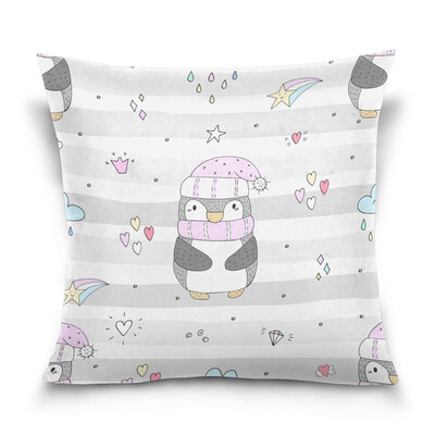 

ALAZA Throw Pillow Cover 16 X 16 inch Christmas Gift Cushion Cover with Cute Penguins Printed Pillowcase