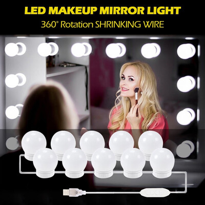 

10LED Makeup Mirror Light Bulb Stepless Dimmable Vanity Lighted Mirror Light Kit for Dressing Table 3 Color Mods