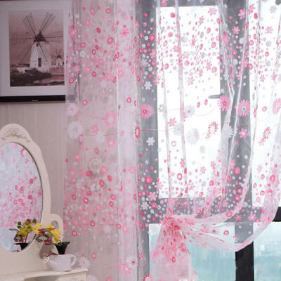 

Vogue Floral Voile Door Window Tulle Curtain Scarf Drape Panel Sheer Valances