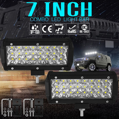 

1pair 7-inch car Roof Strip Light 12v 72W headlight working lamp 3-rows 24LED 7200lm 6000K super bright auxiliary driving lights