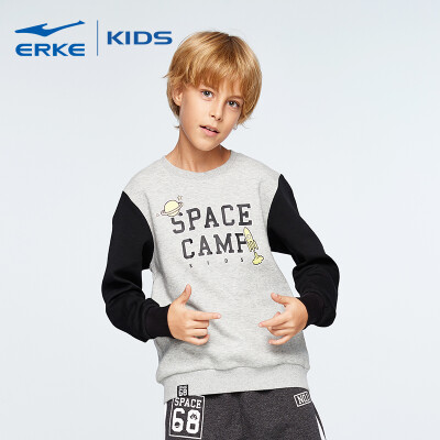 

Hongxing Erke ERKE childrens clothing boy round neck pullover sweater sports shirt wild casual bottoming autumn clothing 6321114035 bright light gray 160