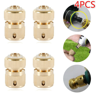 

4PCS Brass Hose Connector Hose End Quick Connect Fitting 12" Hose Pipe Quick Connector for Gardening Home Watering Car Washing