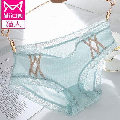 

Cat 3 Pack Womens Underwear Womens Openwork Lace Briefs Womens Bags Hip Sexy Ice Silk Seamless Transparent Comfortable Breathable Womens Underwear Mint Green Brick Red Gray