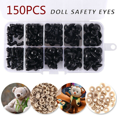 

Willstar 150 Pcs 6-12mm Plastic Safety Eyes with Washers for Doll Making DIY Doll