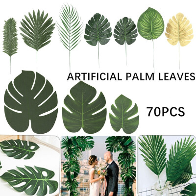 

70PCS Artificial Palm Leaves Home Party Decor