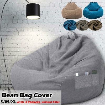 

SMXL Bean Bag Sofa Cover with 3 Pockets without Filler Linen Cloth Lounger Seat Bean Bag Pouf Puff Couch Tatami Living Room