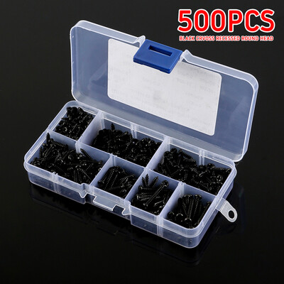

500pcs M3 Pan Head Tapping Screw Cross Head Carbon Steel Cross Round Pan Head Self-tapping Wood Screw Self Tapping Screw Set