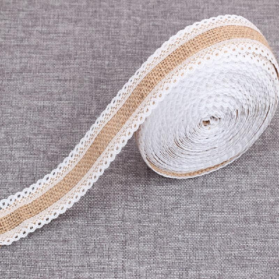 

2m 25mm Width DIY Handmade Lace Linen Roll Elegant White Lace Ribbon Twine Linen Tape for Art Craft Gift Packaging Wedding Birthda