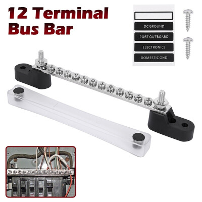 

12 Terminals 150A Bus Bar&Deck Ground Distribution Block Kit Car Truck Ship Marine Power Distribution Terminal Block
