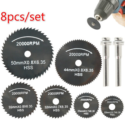 

8pcsset Mini HSS Circular Saw Blade Rotary Tool for Metal Cutter Dremel Electric Tool Wood Cutting Discs Drill Chuck Drill 22-50