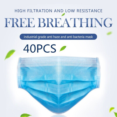 

2040pcs Disposable Blue Protective Masks Elastic Hang Ear Style Dust-proof Mask Prevent Droplets Mask