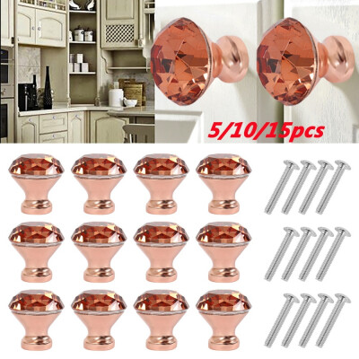 

51015 Pcs Crystal Cabinet Drawer Door Knob DIY Unique Color Pull Handle Rose Gold