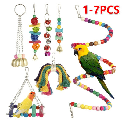 

1-7 PCSset Pet Parrots Toy Rattan Ball String for Birds Chew Parakeet Cockatiel