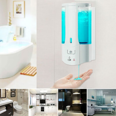 

450mL Wall Mounted Automatic Infrared Sensor Hand-Free Soap Dispenser with Cover Bathroom for Home Office Mall School Hotel