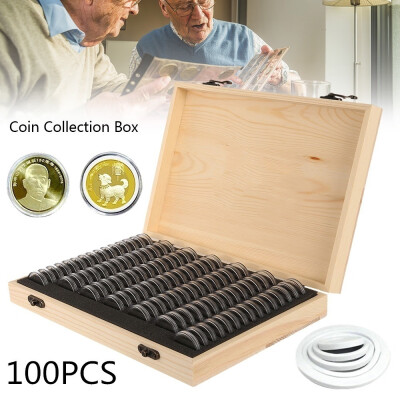 

10050PCS Wooden Coins Display Storage Box Case for Collectible Coin