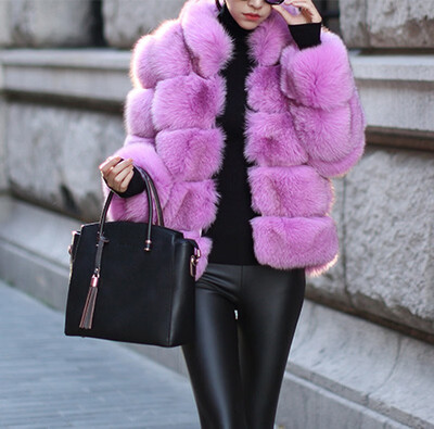 

Fashion Faux Fur Fox Fur Keep Warm Women Coat Short Section Long Sleeve Slim Soft Comfortable Tops Casual Street Hipster Jacket