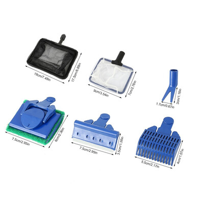 

6pcsset 6 In 1 Aquarium Tank Cleaning Kit Fish Net Algae Scraper Glass Cleaning Brush Aquatic Clip