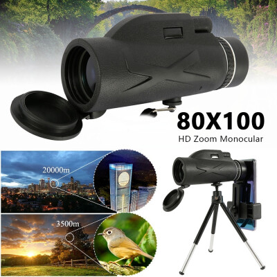 

80x100 Zoom Waterproof HD Optical Lens Monocular Telescope with Triangle Bracket Phone Clip