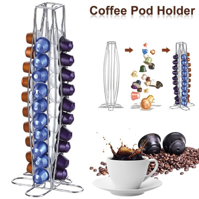 

40 Capsules Coffee Holder Coffee Capsule Stand Coffee Capsule Holder Stainless Steel Revolving Rack