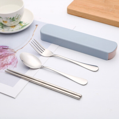 

Portable two-piece creative tableware Stainless steel cutlery European style Solid color tableware