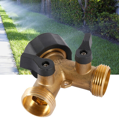 

2pcs 34" Brass Garden Hose Splitter 2-way Y shape Valve Hose to Hose Connector with 2 Shut Off Switch For Faucet Taps Pipe