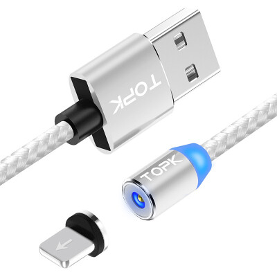 

TOPK R-Line2 2M LED Magnetic iPhone USB Cable Premium Nylon Braided Magnet iPhone Charger Cable for iPhone USB Port