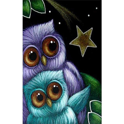 

DIY Diamond Painting Cross Stitch Cute Owls Full Round Diamond Embroidery Rhinestone Home Decor Handwork Gift Canvas Size 25x30cm