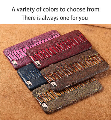 

Leather phone case iPhone5 6 7 8s plus protective shell ostrich foot cover back cover for x xs max xr phone case