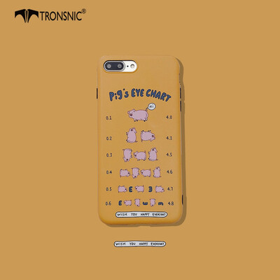 

TRONSNIC Cute Pigs Phone Case for iPhone X XS Cartoon Eye Chart Matte Case Silicone Covers Funny Yellow