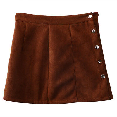 

Women High Waist Lace Up Suede Leather Pocket Preppy Short Mini Skirts dress